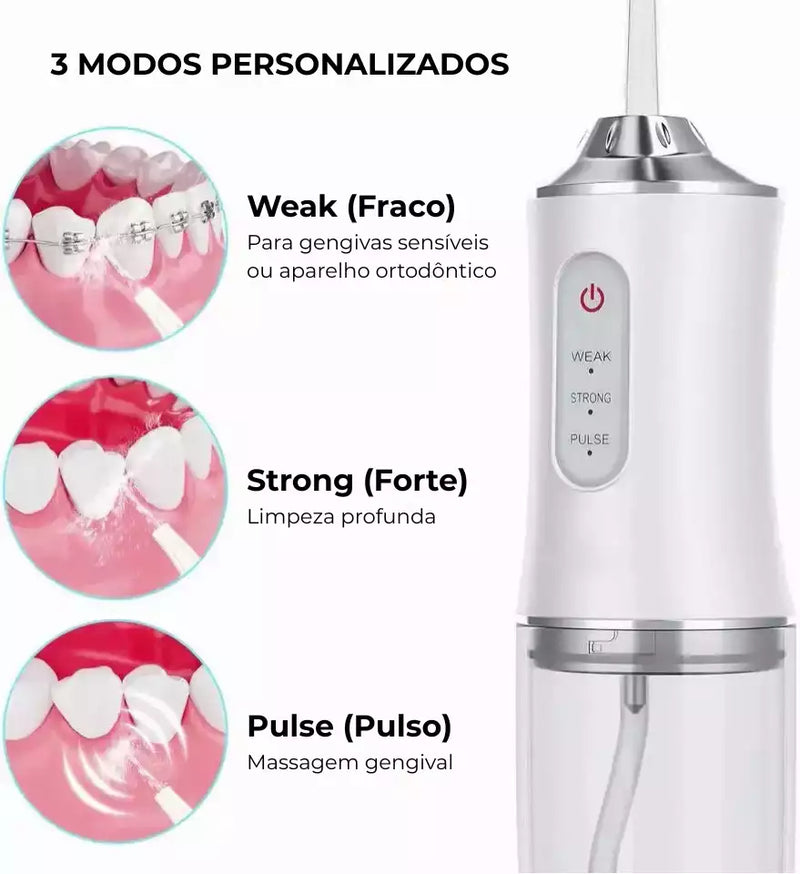 Irrigador Bucal DentalClean™ + Kit de Acessórios Grátis! + 21% de Desconto na Primeira Compra + Frete Grátis Para Todo Brasil